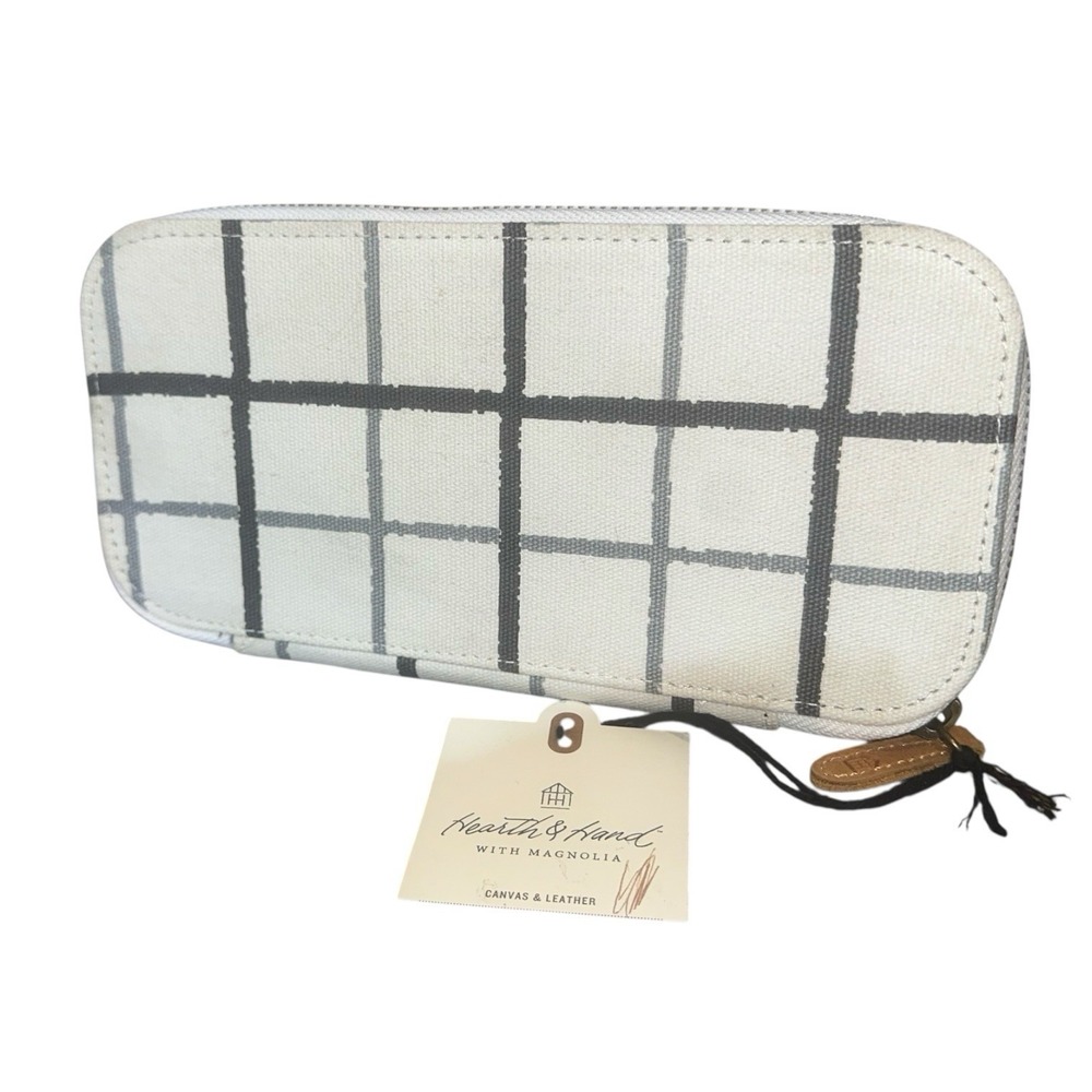 Magnolia Hearth & Hand Zip Around Boho Canvas Pouch Clutch Joanna Gaines ~NWT